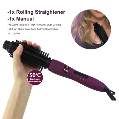 #ad Pro Curling Iron Brush Hair Curler Brush Hot Brush Styling Dryer Tool $23.28