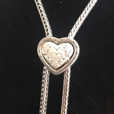 #ad Retired Brighton Silver Heart Lariat Newly Listed $51.00