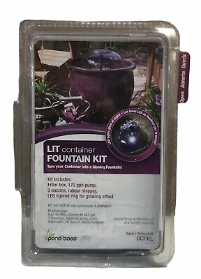 #ad Pond Boss DCFKL Lit Container Fountain Kit W Filter Box Pump Nozzles Lit Ring $29.99