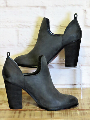 #ad NWOT Vince Camuto Bootie Women#x27;s Size 6.5 Grey Nubuck Slip On Block Heel Shoes $24.95