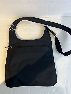 #ad Kathy Ireland Black Crochet Shoulder Cross Body w Flap and Zipper Handbag $18.00
