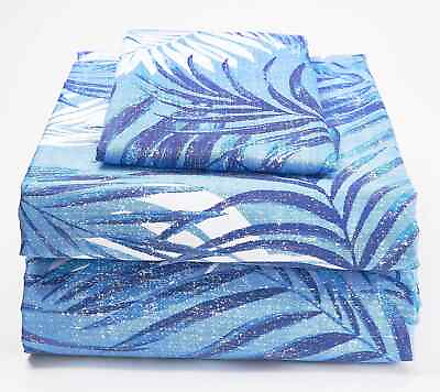 #ad Tommy Bahama 100% Cotton 400TC Printed Sheet Set Blue Sz Full H262364 $59.94