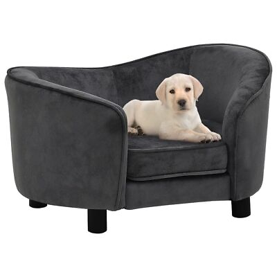 #ad vidaXL Dog Sofa Dark Gray 27.2quot;x19.3quot;x15.7quot; Plush $170.58