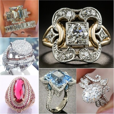 #ad Women Gorgeous Cubic Zircon Wedding Party Ring 925 Silver Jewelry Sz 6 10 C $3.40
