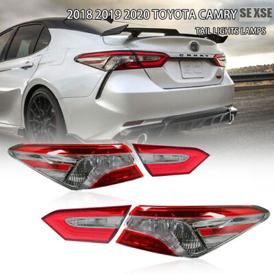 #ad For 2018 2020 Toyota Camry Chrome Trim Tail Lights Lamps Outer Inner 4PCS $199.00