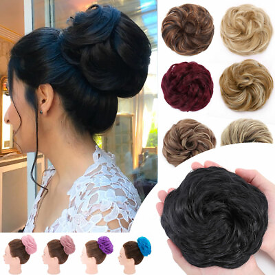 #ad Scrunchie Hair Real as Human Natural Curly Messy Bun Hairpiece Updo Extension US $7.78