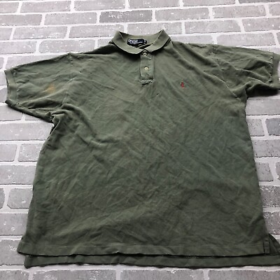 #ad Polo Ralph Lauren Green Solid Collard Short Sleeve Polo Shirt Mens Size XL $28.00