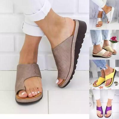 #ad Women Summer Slippers Sandals Comfy Open Flats Orthopedic Bunion Corrector $17.89