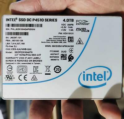 #ad Intel 4TB P4510 SSD Series DC NVME U.2 SSDPE2KX040T8 Solid State Drive VDV10131 $305.00