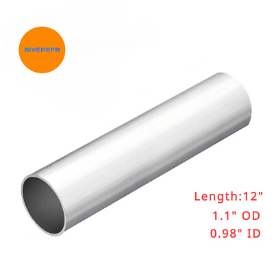 #ad 12quot; Length Aluminum Round Tube 1.1quot; OD X 0.98quot; ID Seamless Straight Pipe $12.99