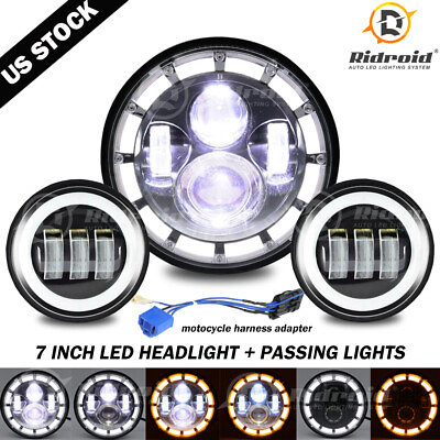 #ad 7 inch LED Headlight Passing Light For Kawasaki VN Vulcan 500 750 800 900 1700 $59.98