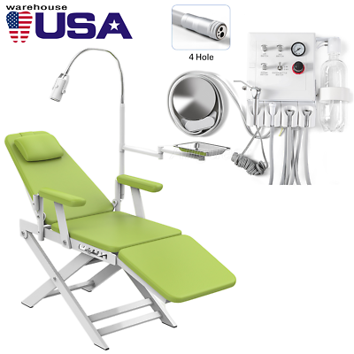 #ad Dental Portable Mobile Folding Chair LED Light Air Turbine Unit 4 Hole USA $137.99