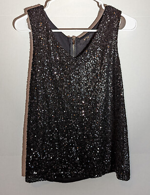 #ad ladies sequined formal tank with back zip Size Medium Black $12.99