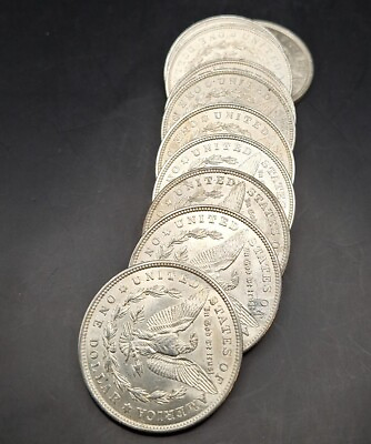 #ad 1921 MORGAN SILVER $1 DOLLARS ROLL OF 10 AU MS COINS SEEN IN PHOTOS $379.00