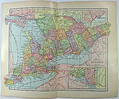 #ad Ontario Original 1903 Dated Map by Dodd Mead amp; Company. Canada Antique $16.00