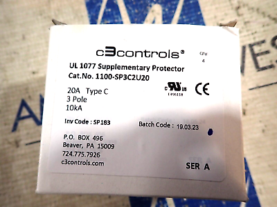 #ad C3Controls 1100 SP3C2U20 Supplementary Protector UL1077 20A 3P Type C $62.00