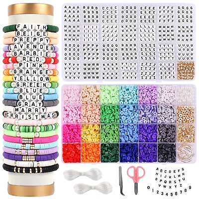 #ad Wuollgess 6000 PCS Clay Beads Bracelet Making Kit with A to Z Letter Beads F... $37.07