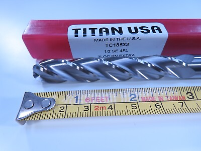 #ad NEW 1 2quot; USA TITAN SOLID CARBIDE END MILL LONG 6quot; LENGTH LATHE MILLING TOOL BIT $49.75