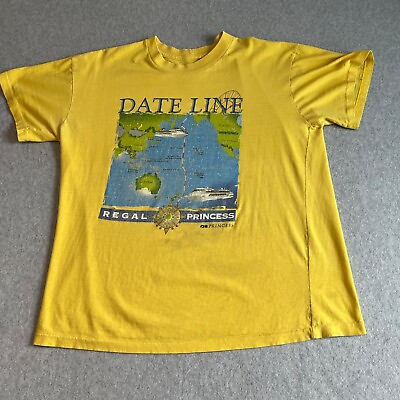 #ad Vintage Cruise Ship Shirt Adult Large Yellow Single Stitch Men 90s Distressed $10.00
