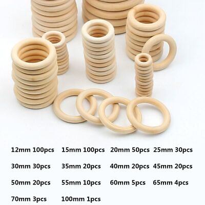 #ad Circle Ring Wooden Beads Natural Wood Bead Connector Charms DIY Jewelry Making $8.18