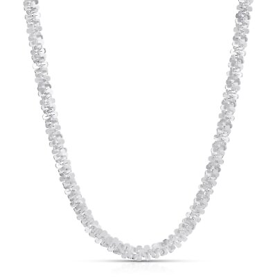 #ad 925 Sterling Silver Diamond Cut Margarita Sparkle Rock Chain Necklace 3.50mm $41.99