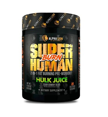 #ad Alpha Lion Super Human Burn Preworkout Flavor: Hulk Juice NEW FREESHIP $39.95