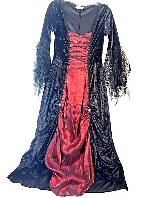 #ad In Character Gothic Witch Ladies Dress S M Draped Sleeves Medieval Gipsy Velvet $20.00