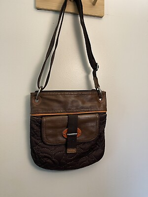 #ad #ad Vintage Y2K Fossil Key Per Quilted Crossbody Shoulder Purse Bag Brown Tan Orange $18.00