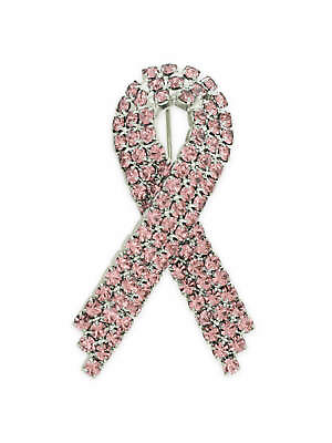 #ad PinMart#x27;s Breast Cancer Pink Rhinestone Crystal Awareness Ribbon Pin Brooch $12.43