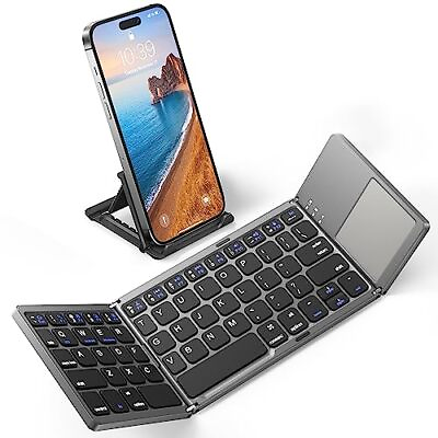 #ad Foldable Bluetooth Keyboard with Touchpad Samsers Portable Wireless Keyboar $43.06