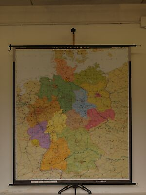 #ad Germany Political Countries Frg Ex GDR 1990 Schulwandkarte Wall Map $388.61