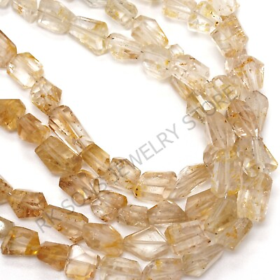#ad Extremely Rare Natural Imperial Topaz Faceted Nugget Shape Gemstone Beads 15quot; $42.80