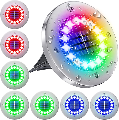 #ad Solar Lights Outdoor with 16 Leds Bright Multi Color Solar Ground $49.99
