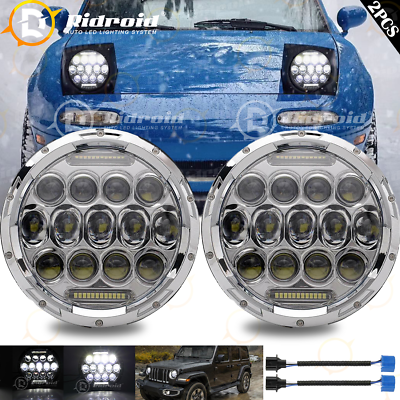 #ad 7inch LED Headlights with DRL High Low Beam For Mazda 90 97 Miata MX5 79 85 RX7 $52.99