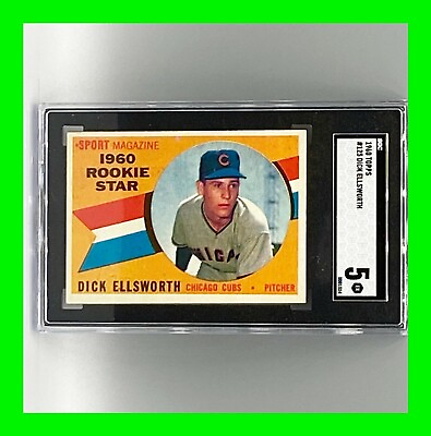 #ad 1960 Topps baseball card #125 Dick Ellsworth Rookie Star Cubs SGC EX 5 $44.99