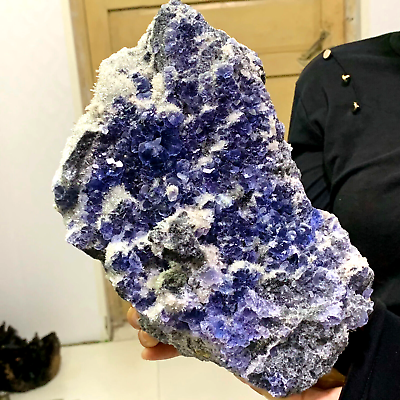 #ad 7.19LB Rare Transparent BLUE Cube Fluorite Mineral Crystal Specimen China $1000.00