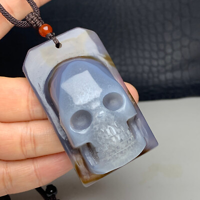 #ad Natural Crystal Specimen. Agate. Hand carved. The Exquisite Skull Pendant.RA $62.99