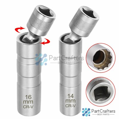 #ad 14MM 16MM Thin Wall Magnetic Swivel Spark Plug Socket 12 Point Removal Tool NEW $9.29