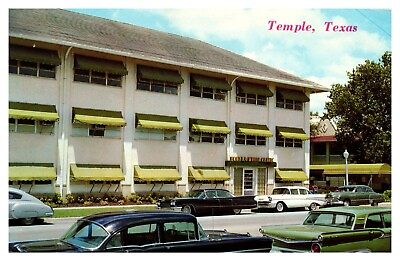 #ad Scott amp; White Clinic Temple Texas 1950#x27;s cars fintail Cadillac postcard #199 $3.95
