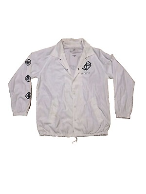 #ad DOPE White Graphic Windbreaker Jacket Men#x27;s Size L $29.95
