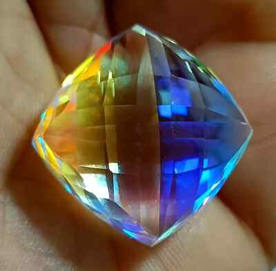 #ad 50.20 Ct EGL Certified Natural Cube Cut Rainbow Mystic Quartz Best LooseGemstone $26.22