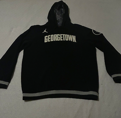 #ad Jordan Brand Mens XL Georgetown Hoyas Retro Club Fleece Pullover Hoodie Black $24.97