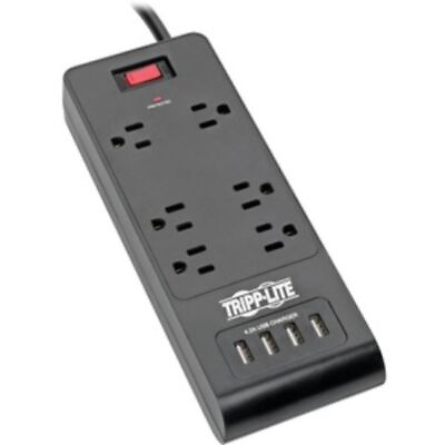 #ad Tripp Lite Surge Protector Power Strip 6 Outlets 4 USB Ports 6ft Cord Black $38.42