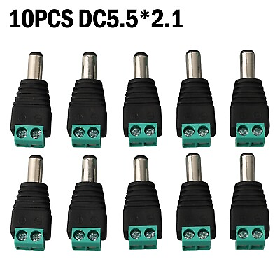 #ad Premium 10PCS male DC Power plug 5 5x2 1MM for 12V 24V Adapter Long lasting $10.57