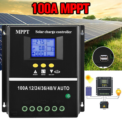 #ad 100A MPPT Solar Charge Controller 12V 24V 36V 48V Auto Controller Battery Charge $46.99