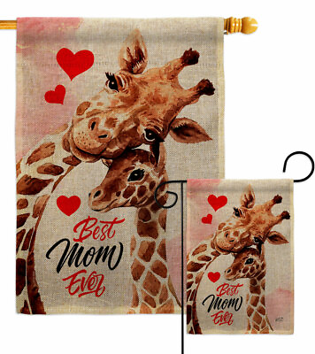 #ad Mommy Giraffe Burlap Garden Flag Family Mother Day Small Gift Yard House Banner $85.95