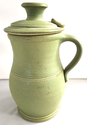 #ad Handmade Rowe Pottery Works Green Storm Jar Cambridge Wisconsin $51.00