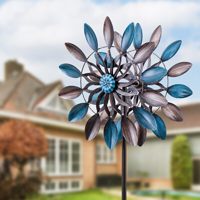 #ad Wind Spinner Outdoor Metal Large Kinetic Sculpture Windmill for Yard Garden Lawn $98.00