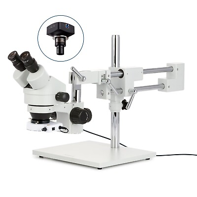#ad AmScope 7 45X Zoom Binocular Stereo LED Boom Microscope18MP USB3 C Mount Camera $856.99