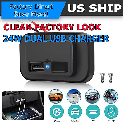 #ad New 12V 24V 4.8A Dual USB Port Car Fast Charger Socket Power Outlet Waterproof $6.99
